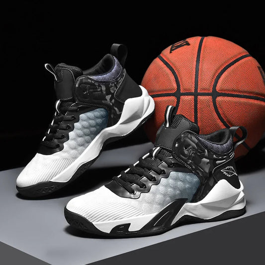 Men's High-Top Basketball Shoes - Breathable Mesh Shock-Absorbing Sneakers